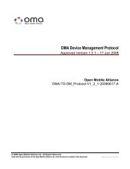 OMA Device Management Protocol - Open Mobile Alliance