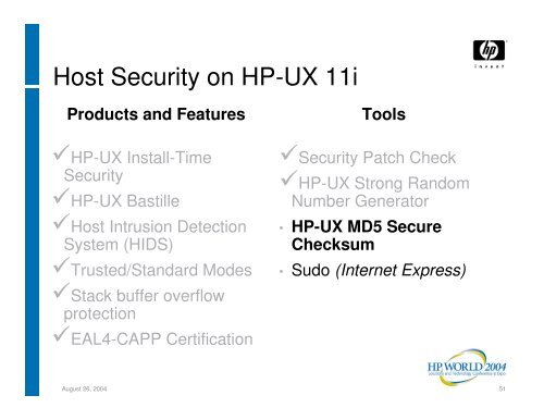 HP-UX Security Features - OpenMPE