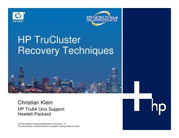 HP TruCluster Recovery Techniques - OpenMPE