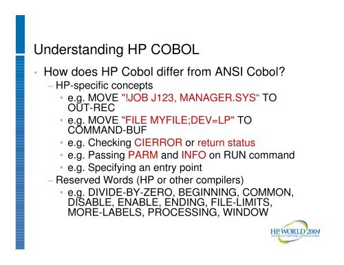 Tools to Make Your HP COBOL Applications Migration ... - OpenMPE