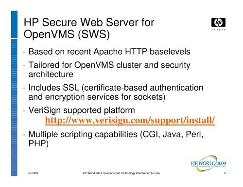 Advantages of Using Secure Web Server on OpenVMS - OpenMPE
