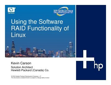 Using the Software RAID Functionality of Linux - OpenMPE