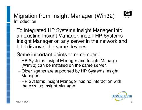 Migrating from Insight Manager to HP Systems Insight ... - OpenMPE