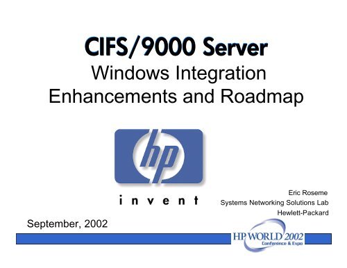 CIFS/9000 Server CIFS/9000 Server - OpenMPE