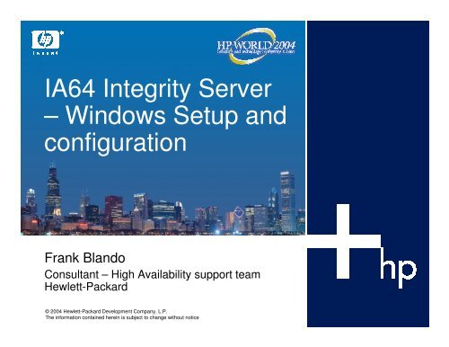 IA64-based Integrity Server: Setup and Configuration - OpenMPE