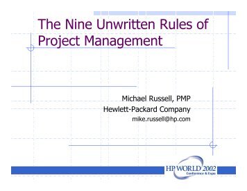 The Nine Unwritten Rules of Project Management - OpenMPE