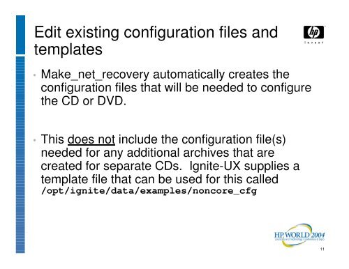 Creating a recovery CD or DVD using make_net_recovery - OpenMPE