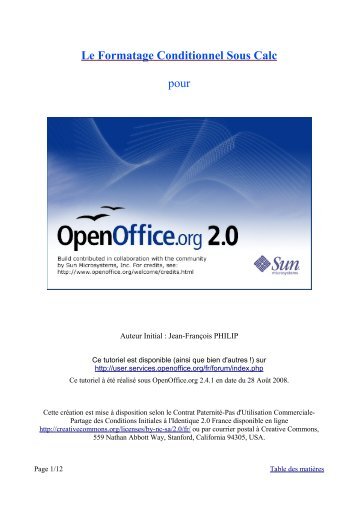 Le Formatage Conditionnel Sous Calc pour - OpenOffice.org