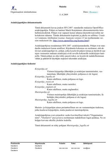 Seloste asiakirjapohjista - OpenOffice.org