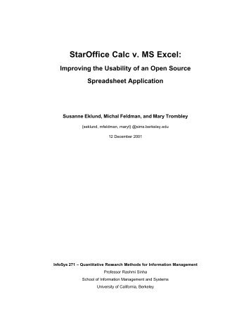 StarOffice Calc v. MS Excel: - SVN