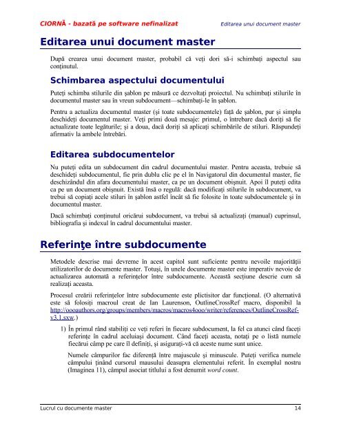 Lucrul cu documente master - OpenOffice.org