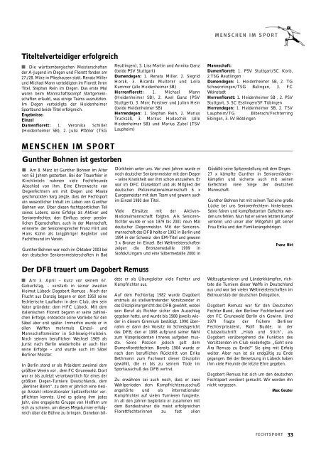 Junioren-WM - Deutscher Fechter-Bund eV