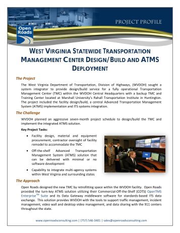 west virginia statewide transportation management center design ...