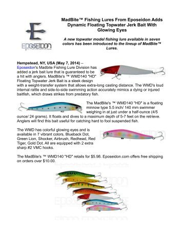 MadBite™ Fishing Lures From Eposeidon Adds Dynamic Floating Topwater Jerk Bait With Glowing Eyes