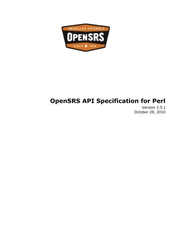 API Specification for Perl - OpenSRS