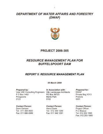 PROJECT 2006-305 RESOURCE MANAGEMENT PLAN FOR