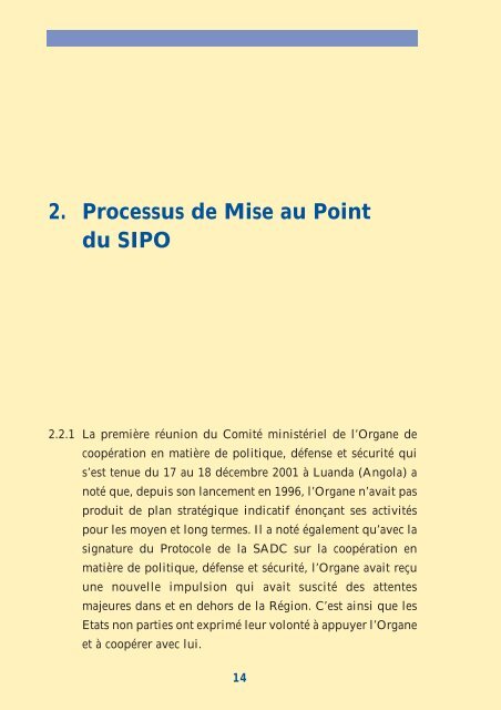 Plan Stratégique Indicatif de l'Organe (SIPO)