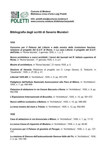 Scritti di Saverio Muratori - Comune di Modena