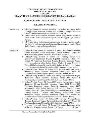 peraturan bupati gunungkidul nomor 77 tahun 2011 tentang