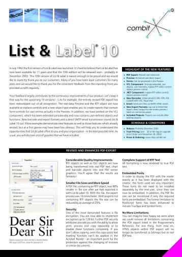 List & Label 10 - combit GmbH