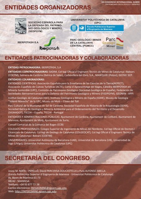 xiii congreso internacional sobre patrimonio geolÃ³gico y minero