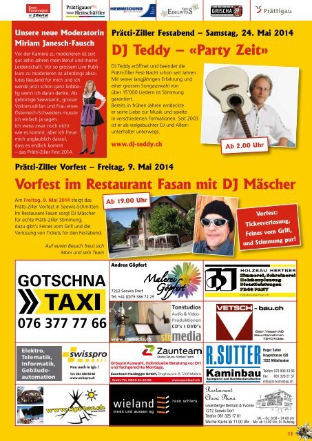 Prätti-Ziller Fest Broschüre 2014