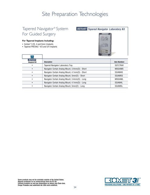 Product Catalog - BIOMET 3i