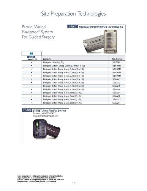 Product Catalog - BIOMET 3i