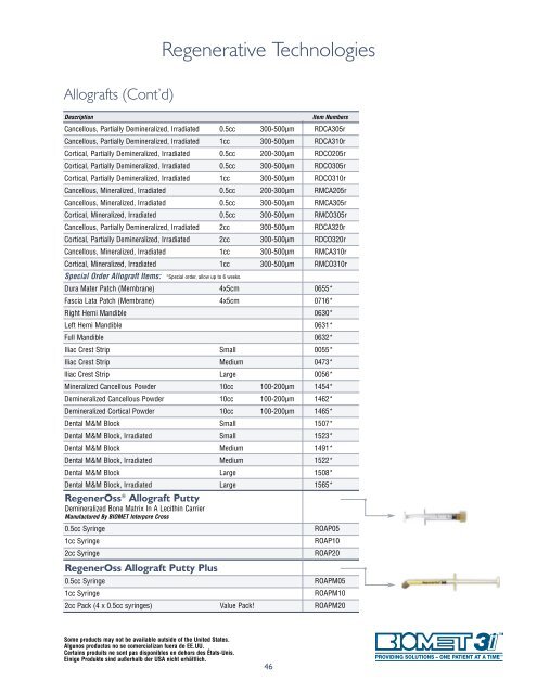 Product Catalog - BIOMET 3i