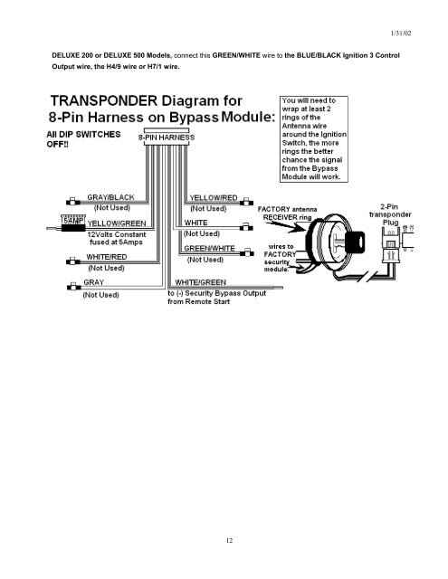 model if114 vats/passlock/transponder universal ... - Bulldog Security