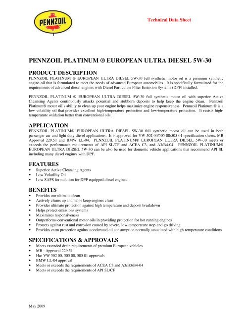 Pennzoil ultra 2024 platinum 5w30 specs