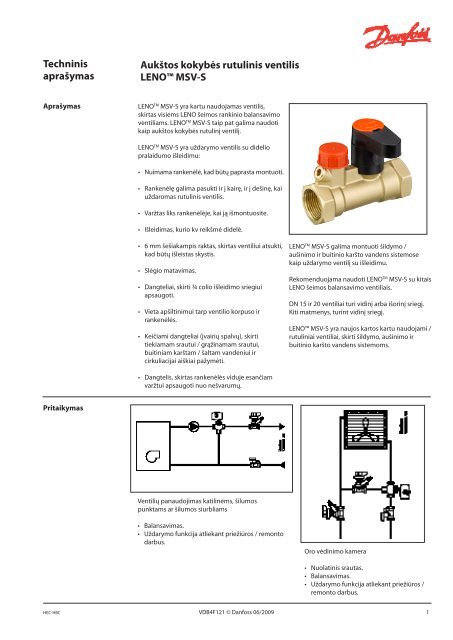 Aukstos kokybes rutulinis ventilis LENO™ MSV-S ... - Danfoss