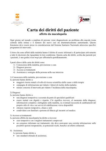 Carta dei diritti del paziente colpito da malattie