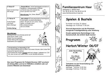 Programm Herbst/Winter 06/07 - Familienzentrum Haar