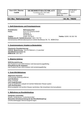 SICHERHEITSDATENBLATT - Euro OTC Pharma Gmbh