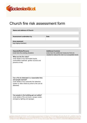 Church fire risk assessment form