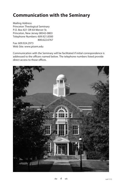 2011-12 Seminary Catalogue - Portal - Princeton Theological ...