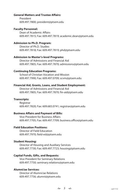 2011-12 Seminary Catalogue - Portal - Princeton Theological ...