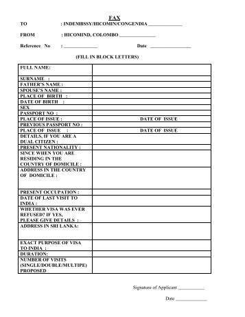 Fax form for foreign nationals