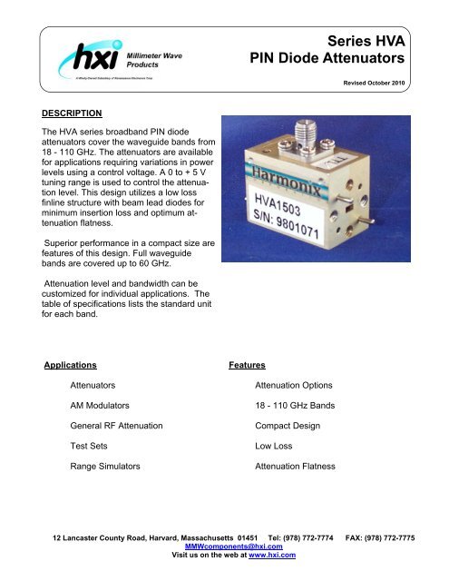 Series HVA PIN Diode Attenuators - Hxi.com