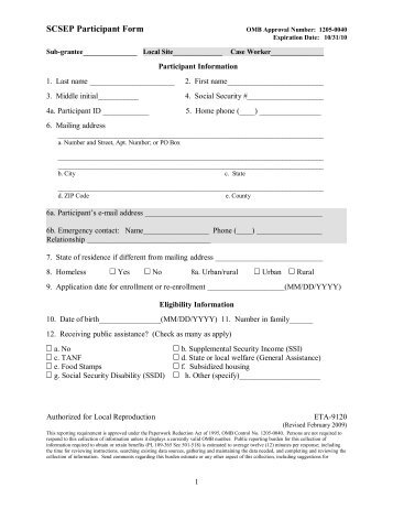 SCEP Participant Form - US Virgin Islands DHS