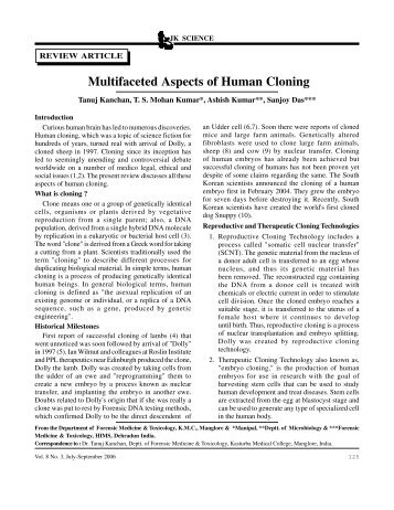 Multifaceted Aspects of Human Cloning - ResearchGate