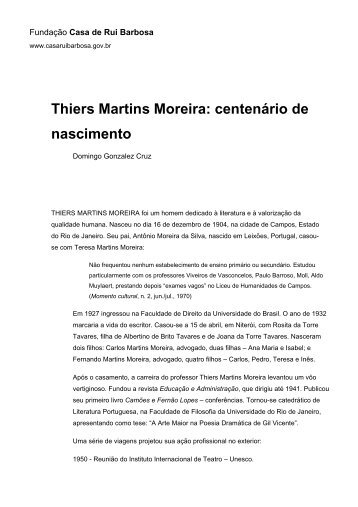 Thiers Martins Moreira - Fundação Casa de Rui Barbosa