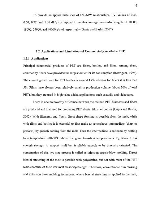 A reactive melt modification of polyethylene terephthalate