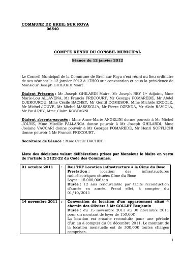 Conseil Municipal du 12 janvier 2012