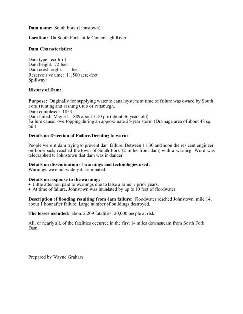 Embankment Dam Failure Analysis (FEMA 541) - Association of ...