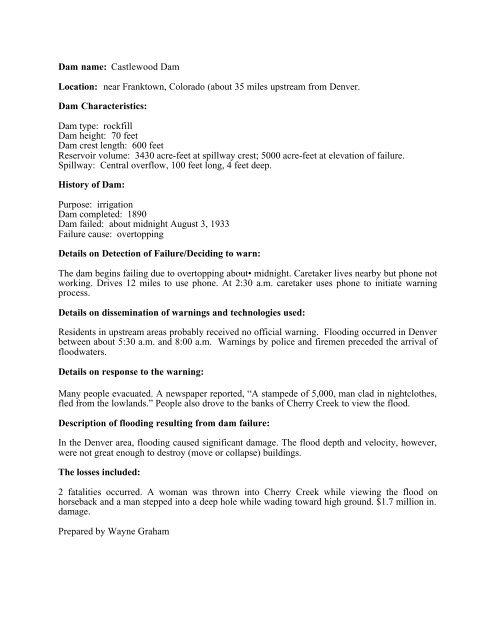 Embankment Dam Failure Analysis (FEMA 541) - Association of ...