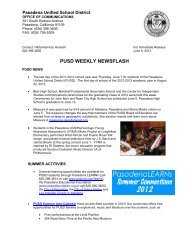 PUSD WEEKLY NEWSFLASH - Pasadena Unified School District