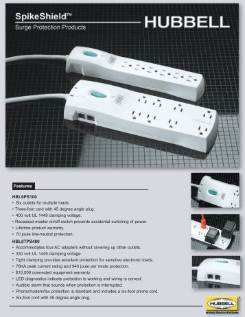 SShield Surge Protection Data sheet.qxd - Hubbell Wiring Device ...