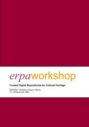 Trusted Digital Repositories for Cultural Heritage - Erpanet